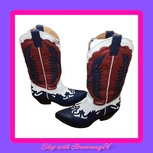 Jeffrey Campbell Red White Blue Cowboy Boots 10